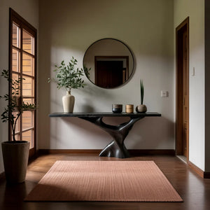 Sculptural Solid Wood Console Table with Organic Pedestal Base