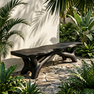 Garden Bench Solid Wood with Branch Sculptural Legs for Outdoor Seating