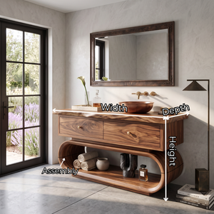 Solid Wood Bathroom Vanity with Loop Frame Base and Drawer Storage