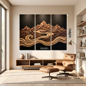 Mountain River Triptych Wood Wall Sculpture