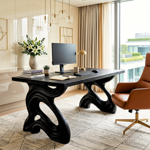 Organic Solid Wood Desk with Sculptural Loop Legs