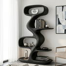 Organic Solid Wood Display Shelf with Flowing S-Shaped Frame