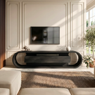 Organic Solid Wood TV Stand with Oval Loop Frame and Storage Drawers