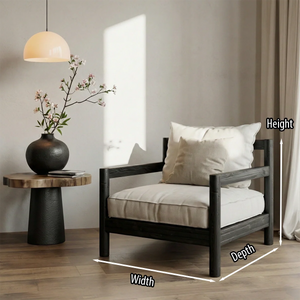 Japanese Style Solid Wood Lounge Chair Handmade Zen Armchair with Cushion