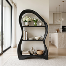 Organic Solid Wood Bookshelf with Sculptural Curved Frame