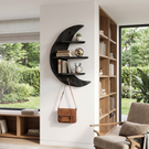 Crescent Moon Wood Wall Shelf with Three Display Tiers