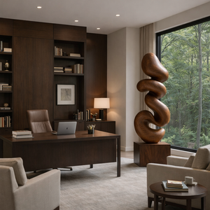 Organic Flow Solid Wood Sculpture for Living Room Interior Display