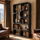 Organic Solid Wood Bookshelf with Rounded Open Display Niches