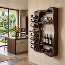Wall Mounted Wine Rack Solid Wood with Vertical Bottle Cradles for Home Bar