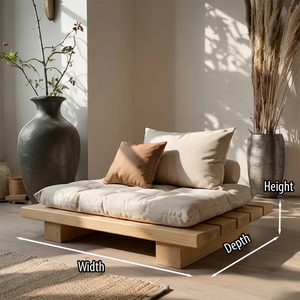 Low Wooden Floor Sofa Platform Japandi Tatami Lounge Cushion Seat