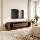 Organic Solid Wood TV Stand with Oval Loop Frame and Storage Drawers