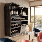 Wall Mounted Wine Rack Solid Wood with Curved Bottle Shelves for Home Bar