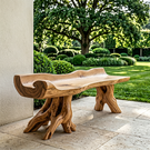 Solid Wood Garden Bench with Scroll Wave Seat for Outdoor Seating