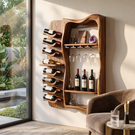 Wall Mounted Wine Rack Solid Wood with Vertical Bottle Cradles for Home Bar