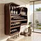 Wall Mounted Wine Rack Solid Wood with Curved Bottle Shelves for Home Bar