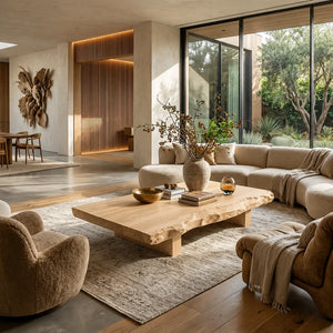Live Edge Solid Wood Coffee Table for Modern Zen Lounges