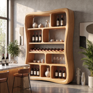 Wine Display Cabinet Solid Wood with Organic Open Compartments for Bar Decor