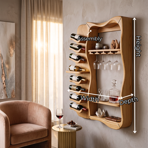 Wall Mounted Wine Rack Solid Wood with Vertical Bottle Cradles for Home Bar