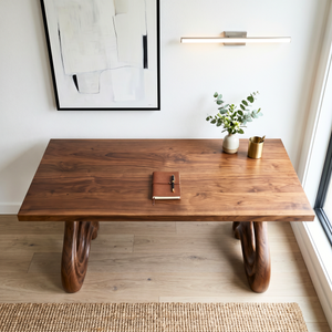 Organic Solid Wood Desk with Sculptural Loop Legs