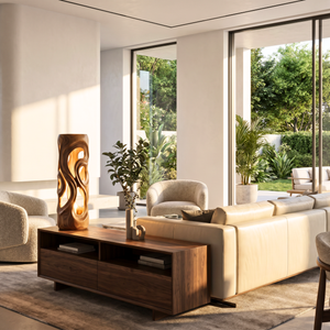 Organic Cutout Wood Floor Lamp with Warm Glow