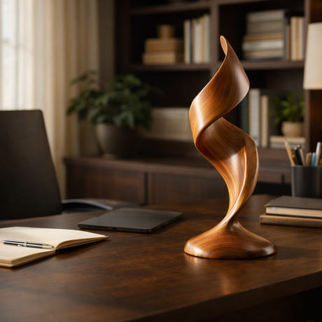 Handmade Modern Wood Sculpture Minimalist Twisted Table Decor