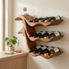 Wall-Mounted Solid Wood Wave Wine Bottle Rack