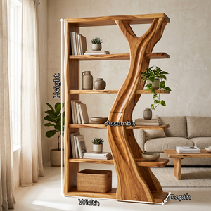 Handcrafted Solid Wood Tree Inspired Bookshelf for Organic Modern Interiors