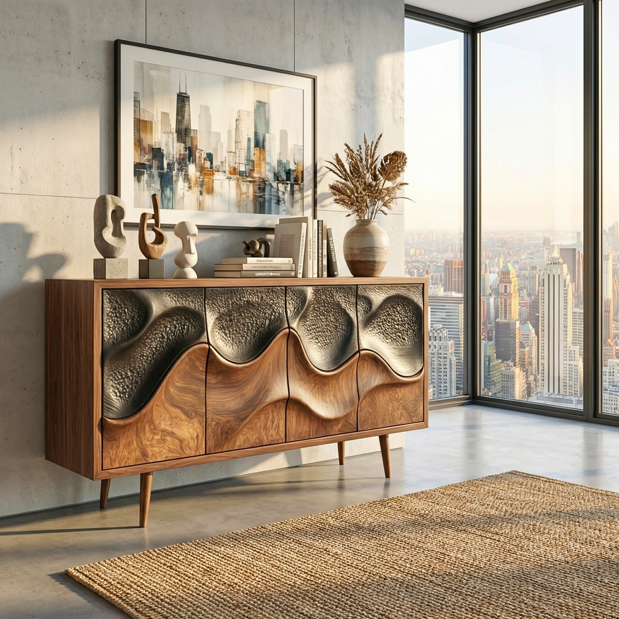 Wave Front Sideboard Cabinet for Modern Interiors