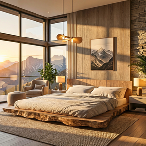 Solid Wood Platform Bed for Modern Bedroom
