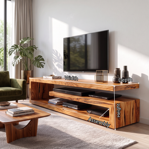 TV Console Solid Wood with Open Shelving for Living Room
