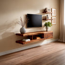 Floating Live Edge Wood TV Console with Drawer
