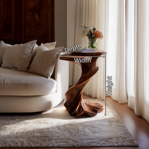 Hand-Carved Twisted Solid Wood Accent Table