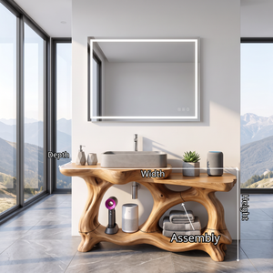 Bathroom Vanity Solid Wood with Sculptural Double Arch Base