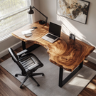 Office Desk Solid Wood with Live Edge Top