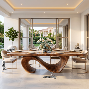 Dining Table Sculptural Infinity Base with Solid Wood Top