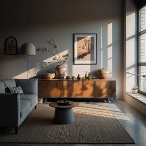 Handcrafted Solid Wood Console Cabinet with Organic Modern Silhouette