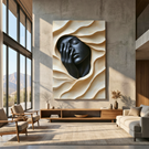 Handcrafted Solid Wood Wall Art Panel with Abstract Portrait Relief