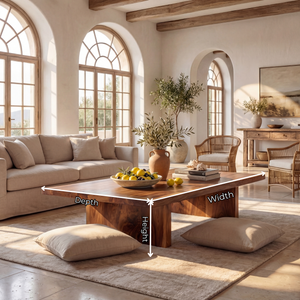Rectangular Wood Coffee Table with Chunky Panel Legs