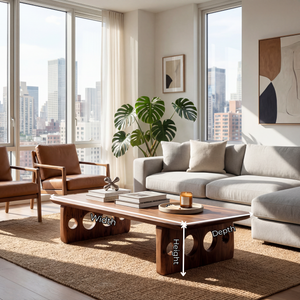 Sculptural Wood Coffee Table with Circular Cutout Base