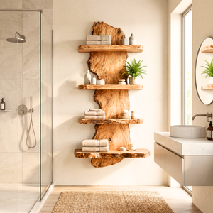 Live Edge Wooden Wall Shelf Rustic Floating Solid Wood Shelving