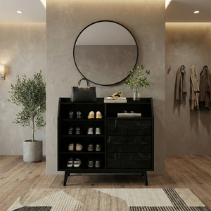 Handcrafted Solid Wood Shoe Storage Cabinet for Modern Entryway