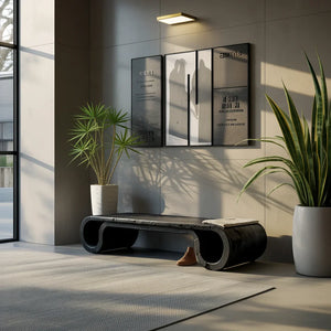 Curved Solid Wood Bench with Double Loop Ends for Modern Entryway
