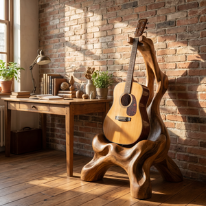Organic Sculptural Guitar Stand Handmade Wooden Guitar Holder