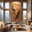 Wall Art Solid Wood Abstract Hand Sculpture for Living Room Decor
