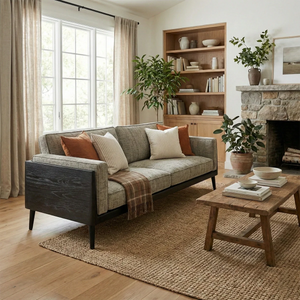 Modern Scandinavian Wood Frame Sofa Minimalist Upholstered Living Room Couch