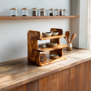 Handcrafted Solid Wood Kitchen Counter Organizer Shelf