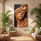 Serenity Bloom Wooden Relief Floral Woman Sculpture Wall Art