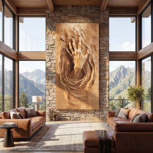 3D Emerging Hand Sculpture Wall Art Solid Wood Handcrafted Decor