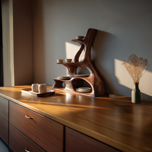 Organic Sculptural Solid Wood Display Shelf Stand