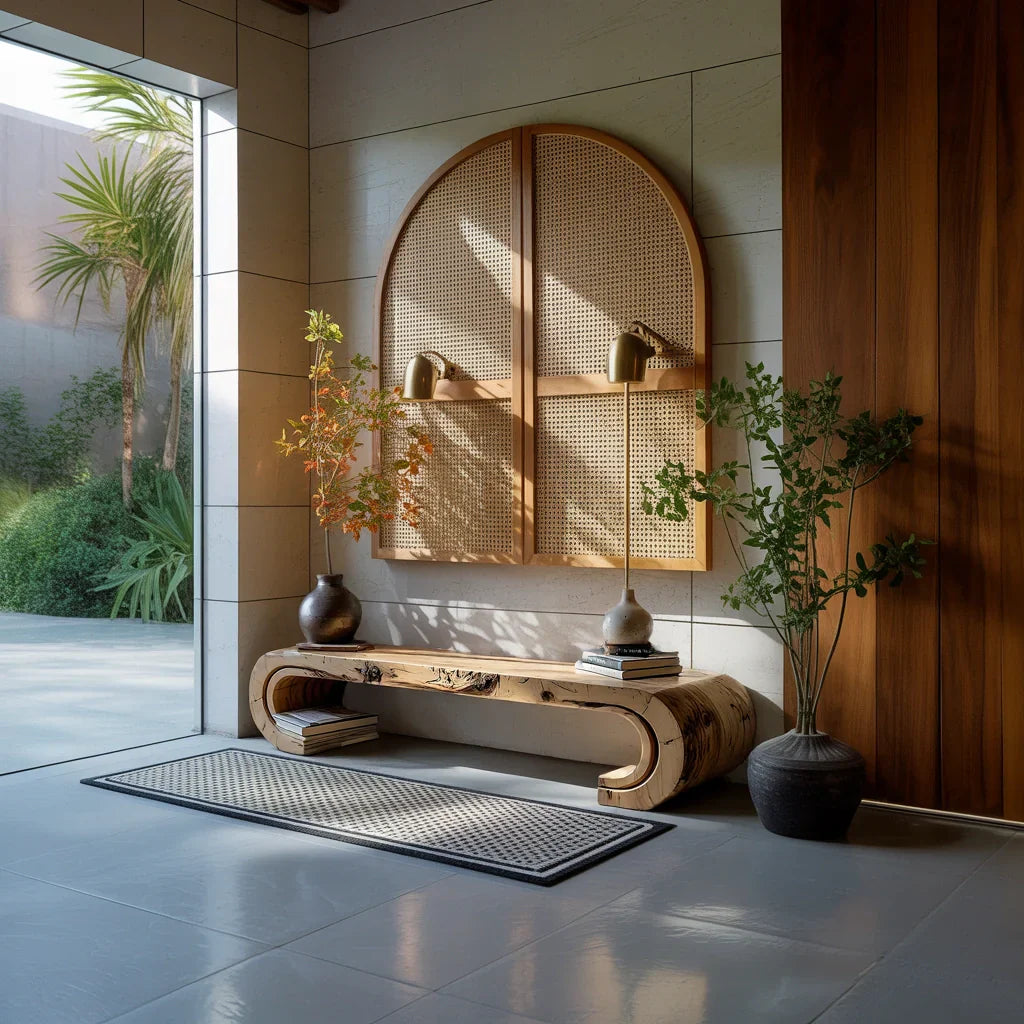 Solid Wood Loop Bench with Curved Ends for Minimalist Entryway